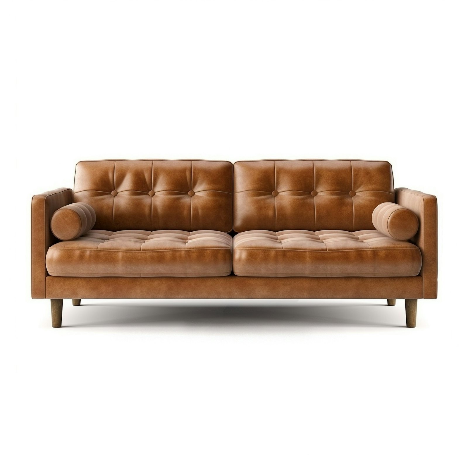 Cognac Sofa, cognac cowhide leather